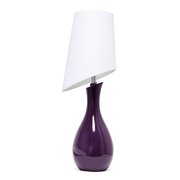 Elegant Designs Curved Purple Ceramic Table Lamp with Asymmetrical White Shade LT1040-PRP